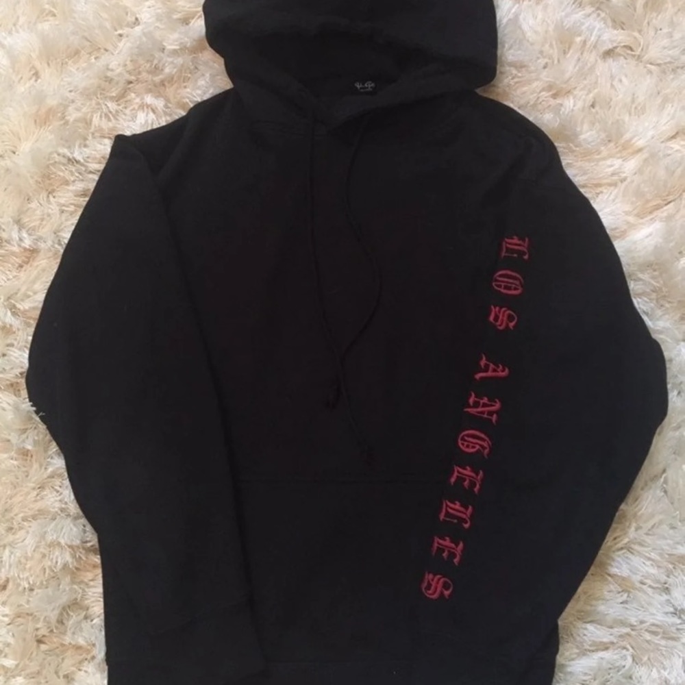 Brandy Melville Black Los Angeles Embroidered Hoodie